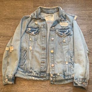 Distressed oversized denim jacket